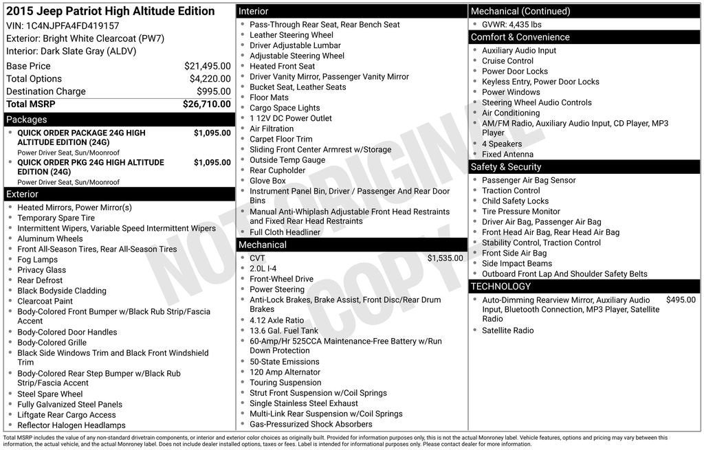2015 Jeep Patriot High Altitude Edition