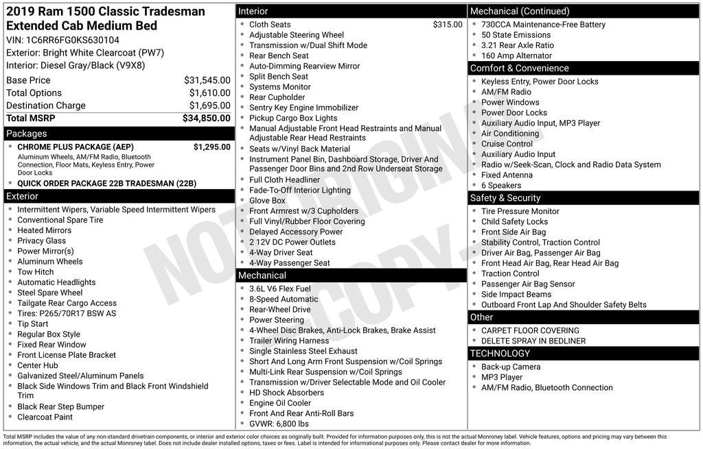 2019 RAM 1500 Classic Tradesman