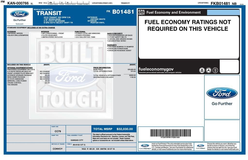 2015 Ford Transit Cutaway Base