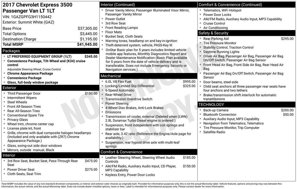 2017 Chevrolet Express Passenger 3500 LT