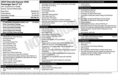 2020 Chevrolet Express Passenger 3500 LT