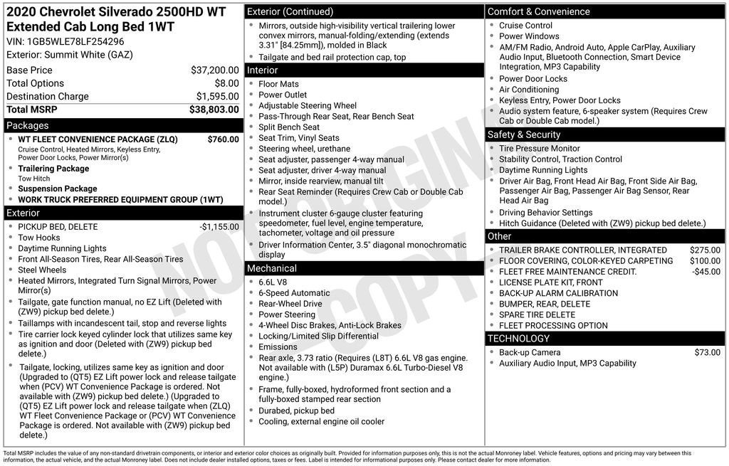 2020 Chevrolet Silverado 2500 HD Work Truck