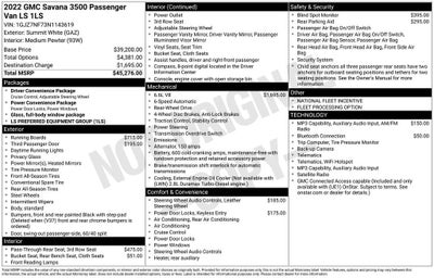 2022 GMC Savana Passenger 3500 LS