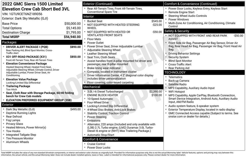 2022 GMC Sierra 1500 Limited Elevation