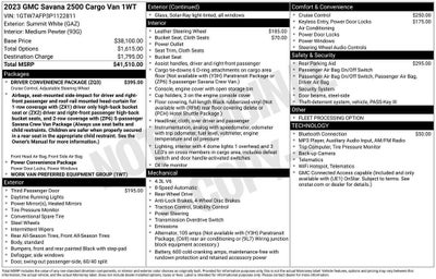 2023 GMC Savana Cargo 2500 1WT