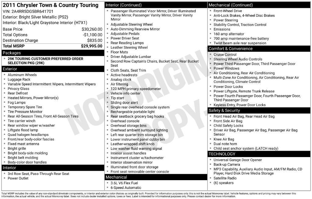 2011 Chrysler Town & Country Touring
