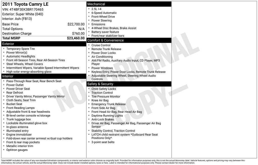 2011 Toyota Camry LE