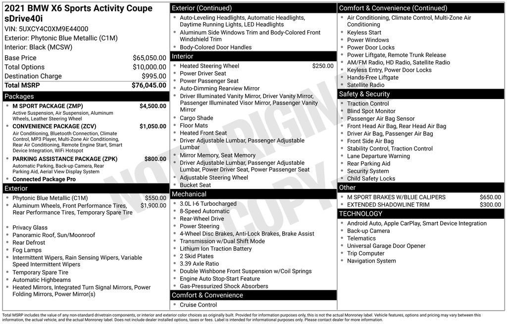 2021 BMW X6 sDrive40i